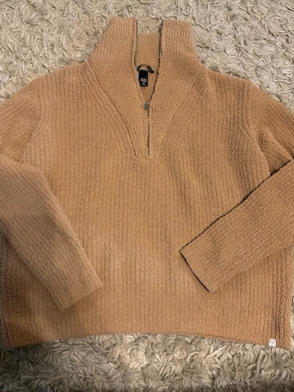 Victoria's Secret Plush Half-Zip Turtleneck Sweater — Camel